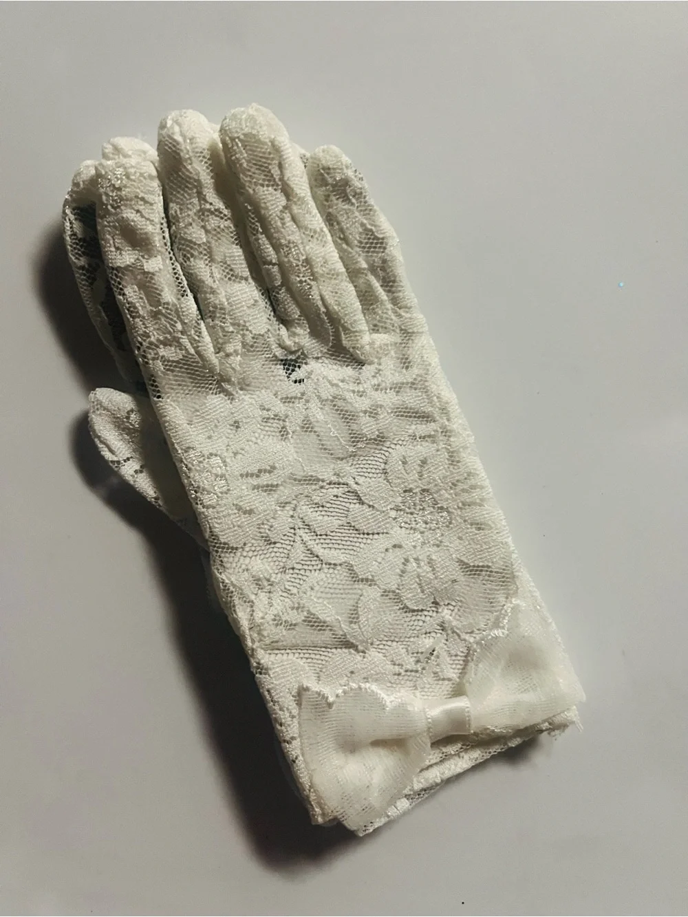 Claire's Small Girls White Lace Bow Dress Gloves